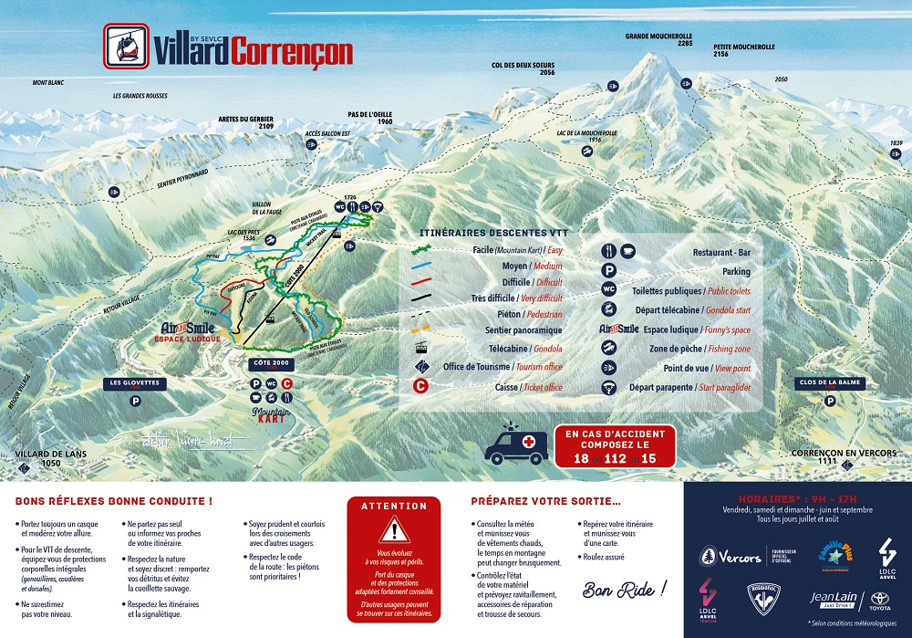 plan des pistes VTT de descente villard de lans