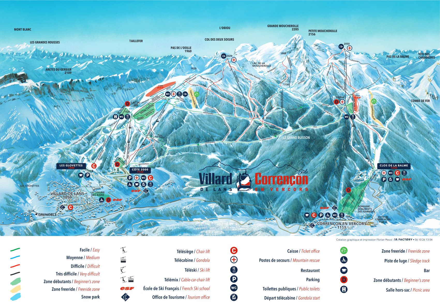Plan des pistes Villard de Lans Correncon